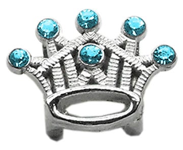 3/8" Slider Crystal Crown Charm Turquoise